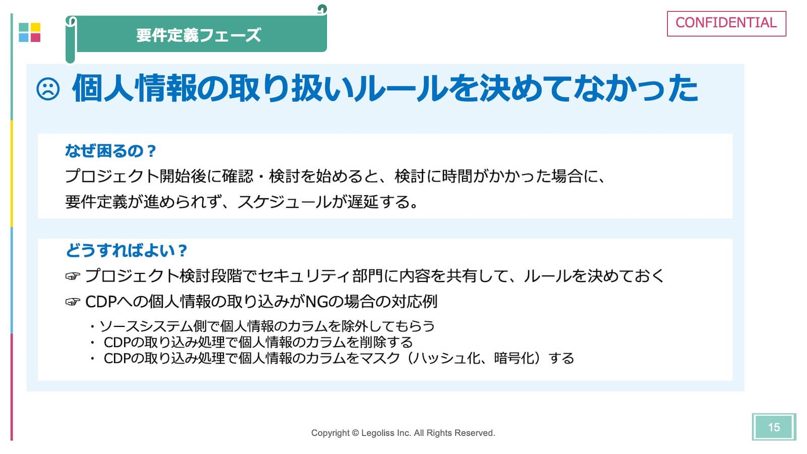 よくある失敗３：個人情報の取り扱いルールを決めていなかった